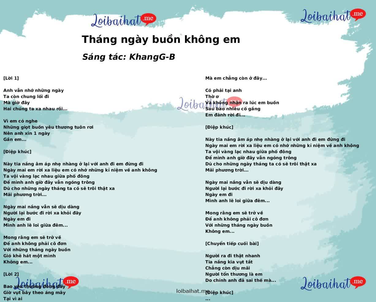 Tháng ngày buồn không em