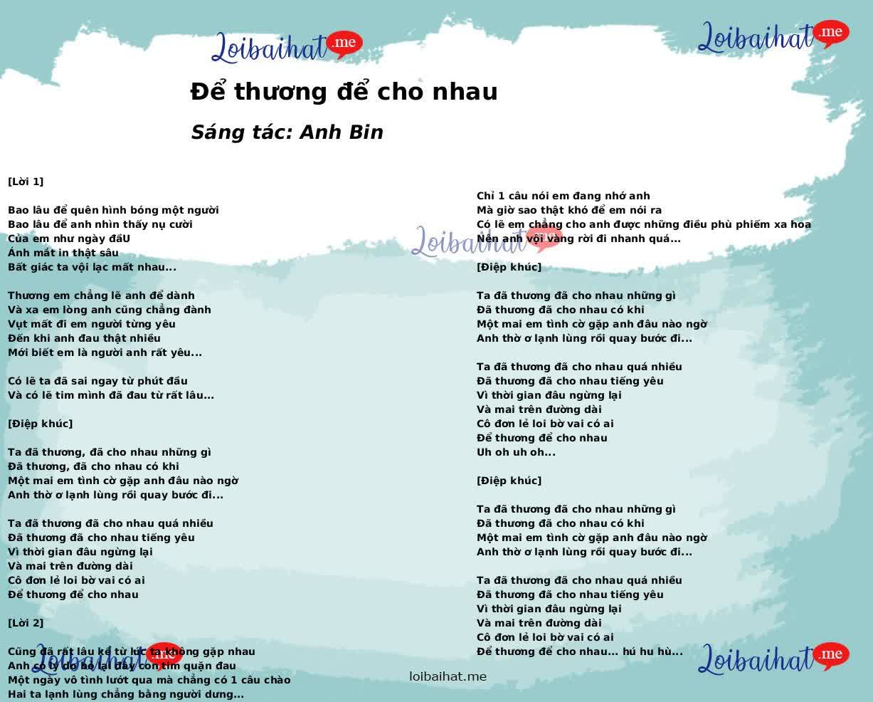 Để thương để cho nhau