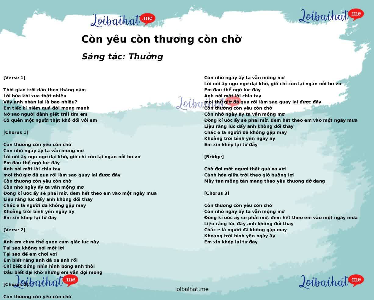 Còn yêu còn thương còn chờ