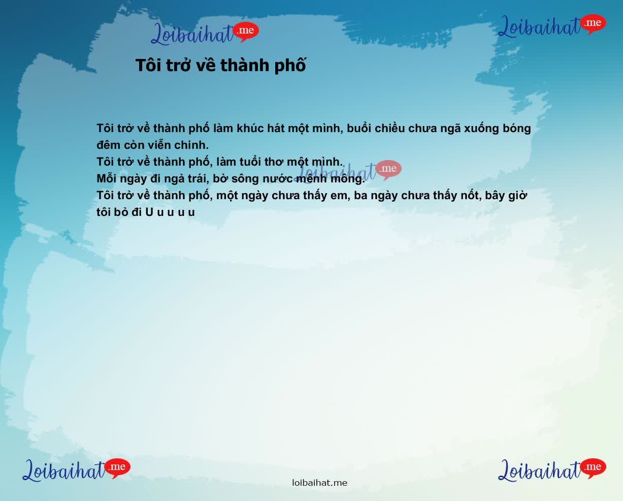 Tôi trở về thành phố