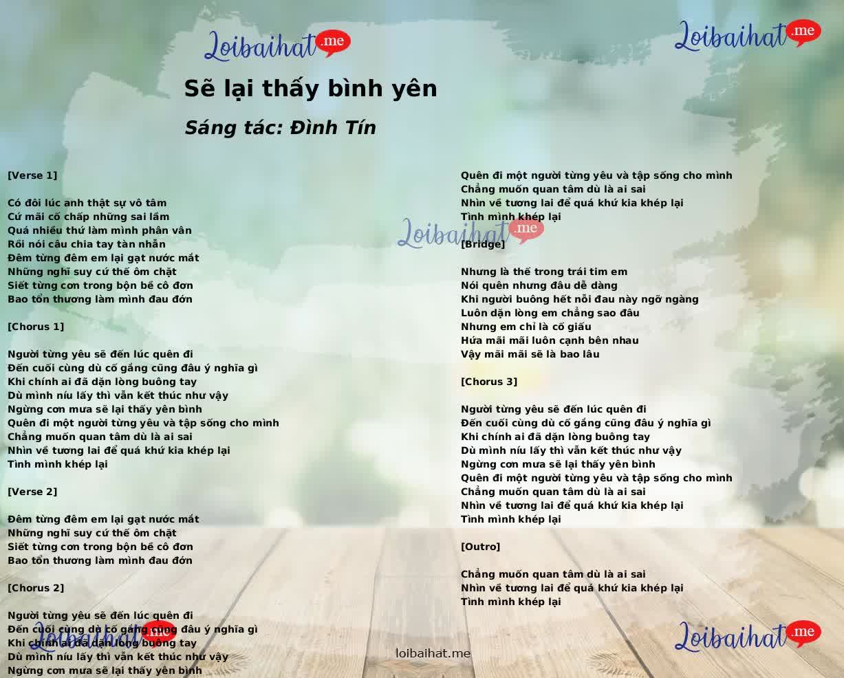 Sẽ lại thấy bình yên