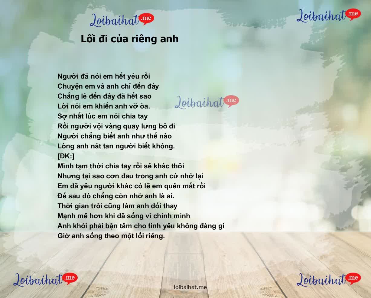 Lối đi của riêng anh