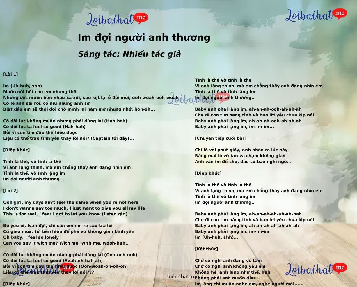 Im đợi người anh thương