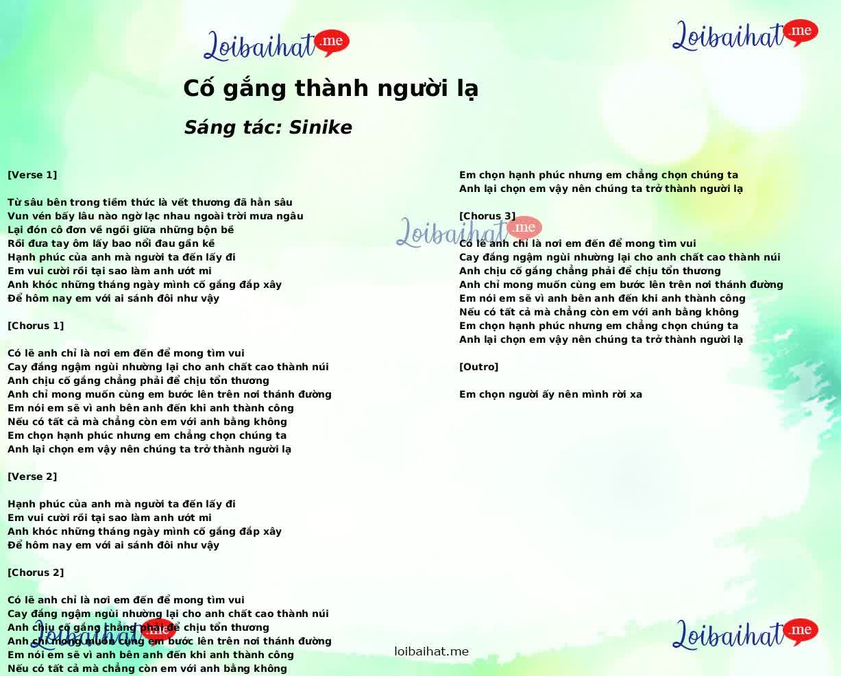 Cố gắng thành người lạ