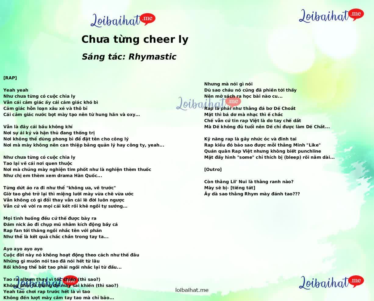 Chưa từng cheer ly