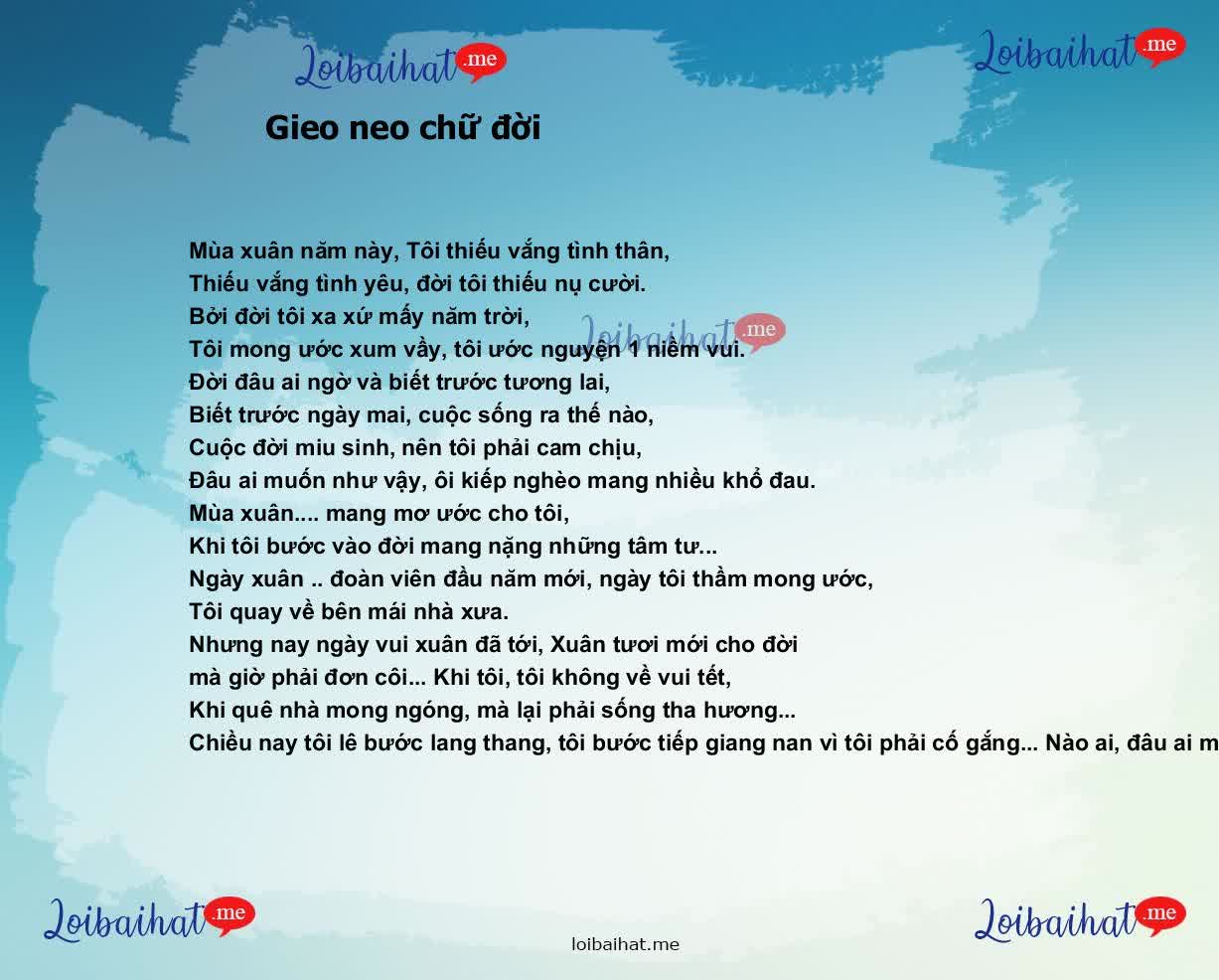 Gieo neo chữ đời