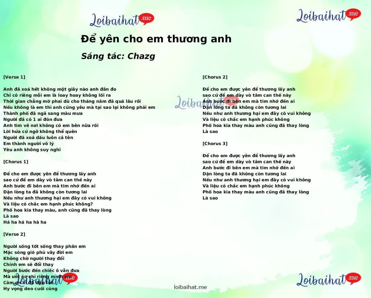 Để yên cho em thương anh