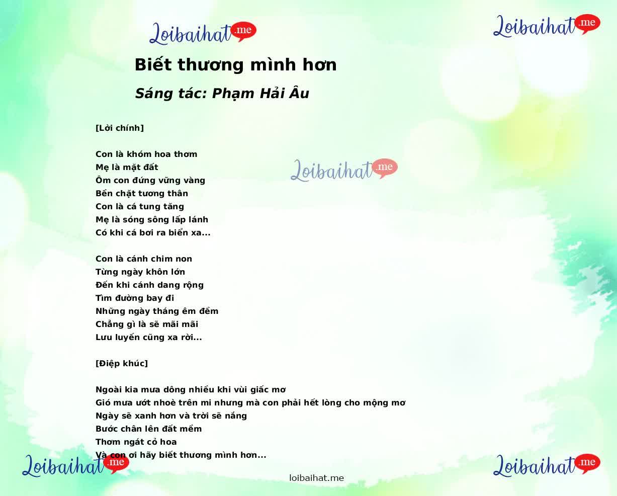 Biết thương mình hơn