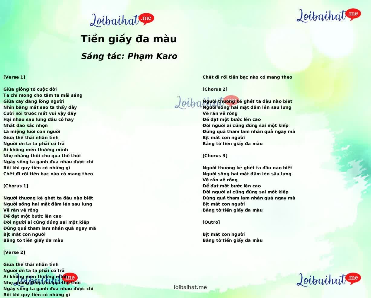 Tiền giấy đa màu