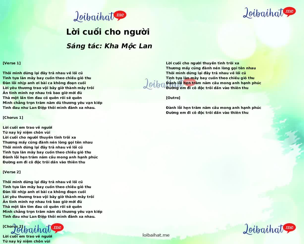 Lời cuối cho người