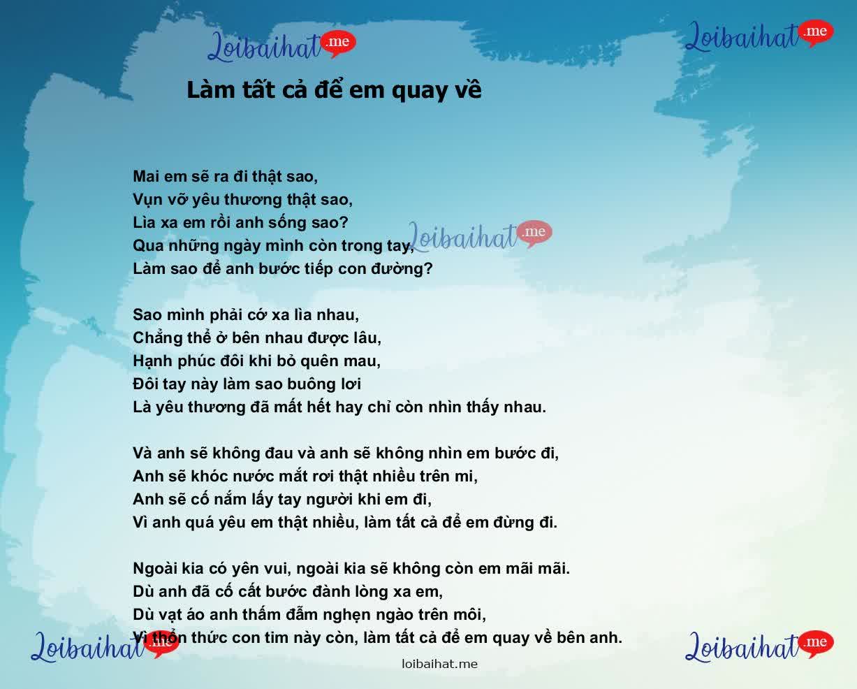 Làm tất cả để em quay về