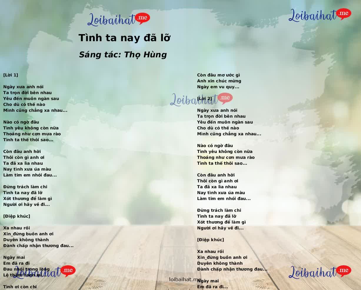 Tình ta nay đã lỡ