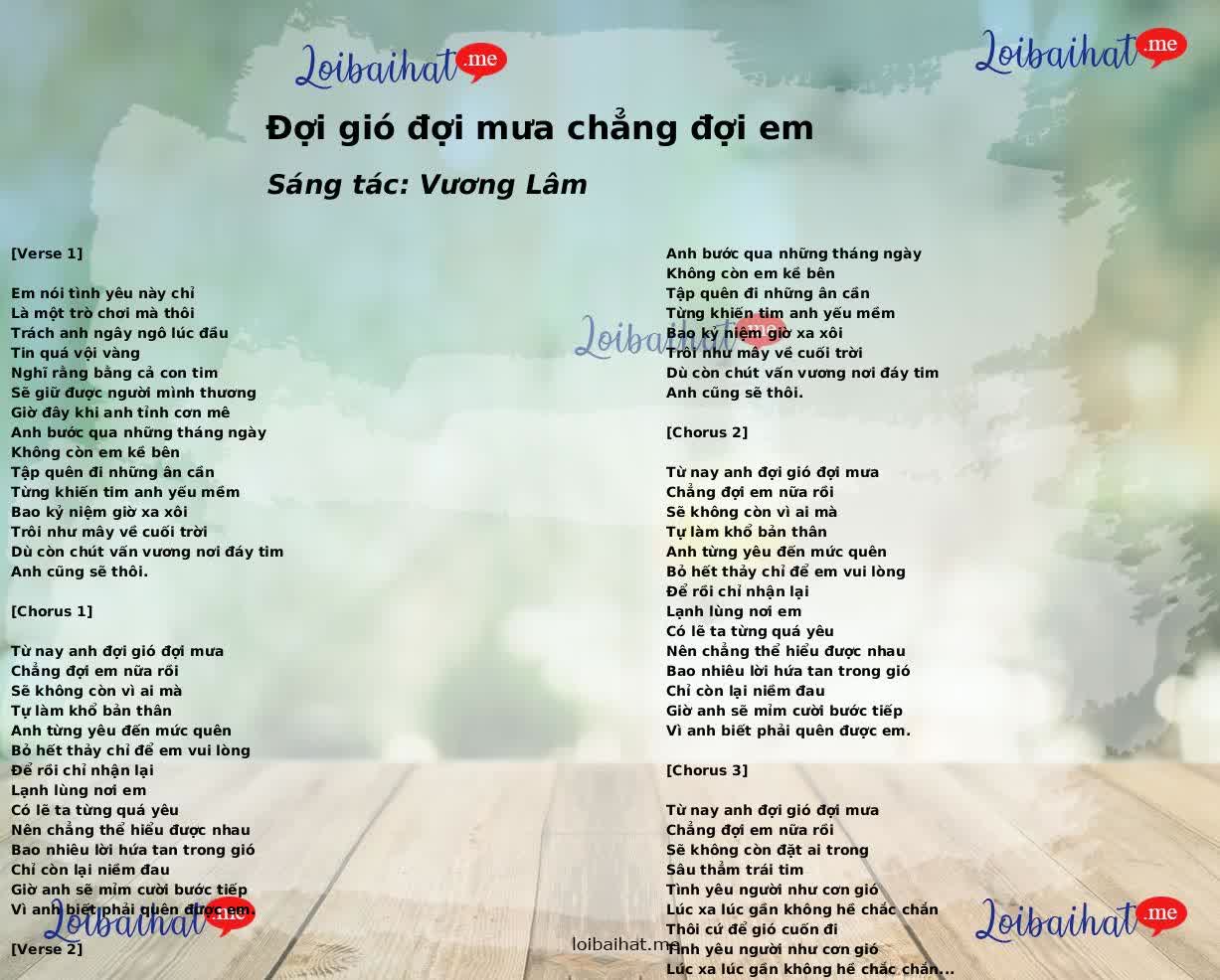 Đợi gió đợi mưa chẳng đợi em