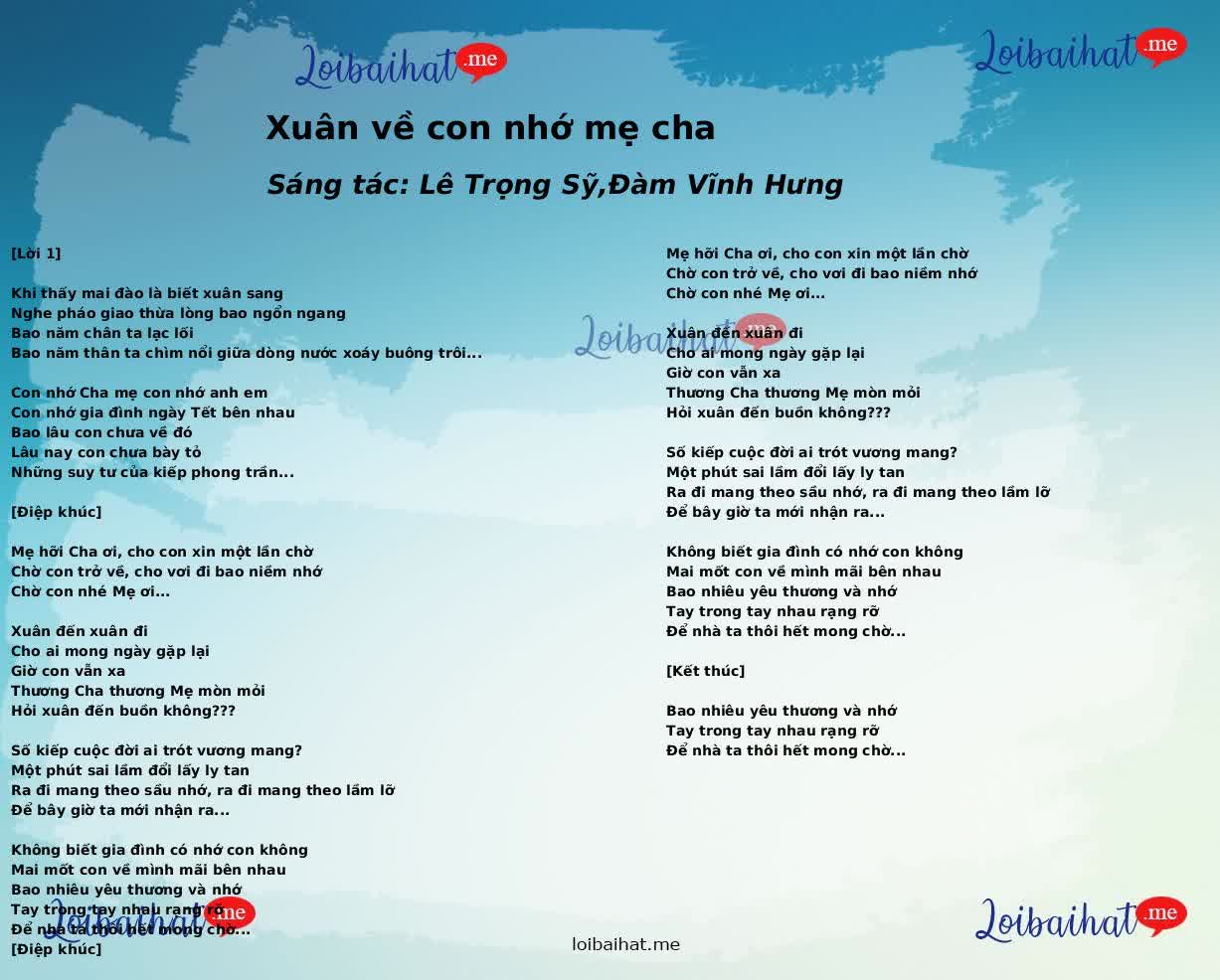 Xuân về con nhớ mẹ cha