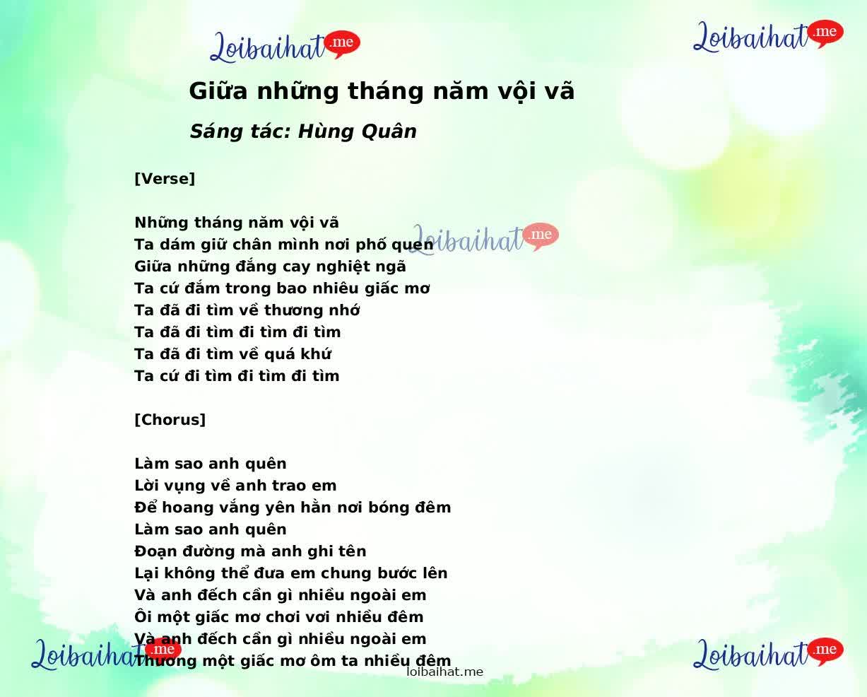 Giữa những tháng năm vội vã