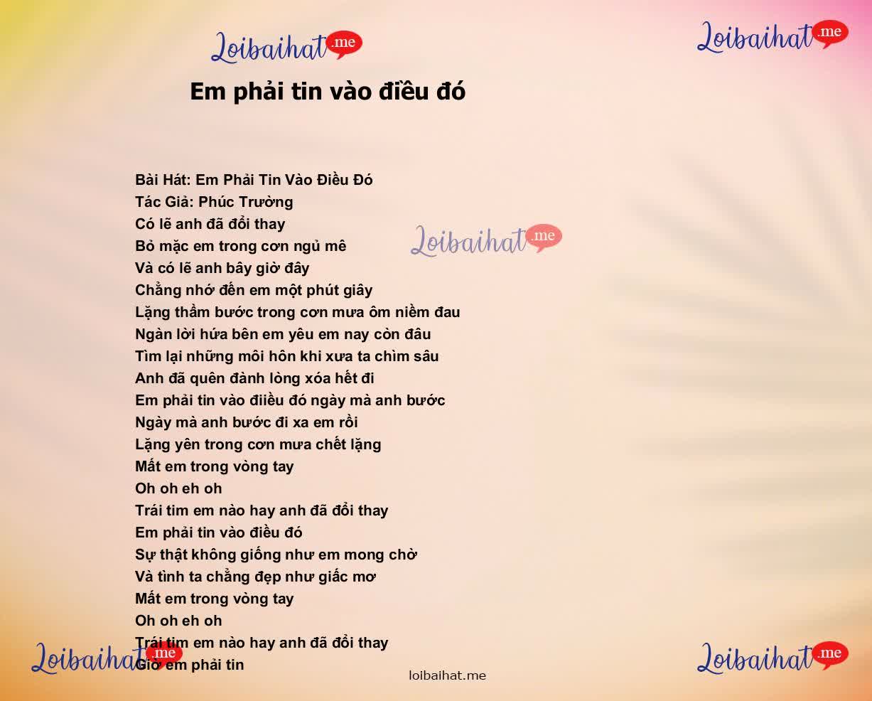 Em phải tin vào điều đó