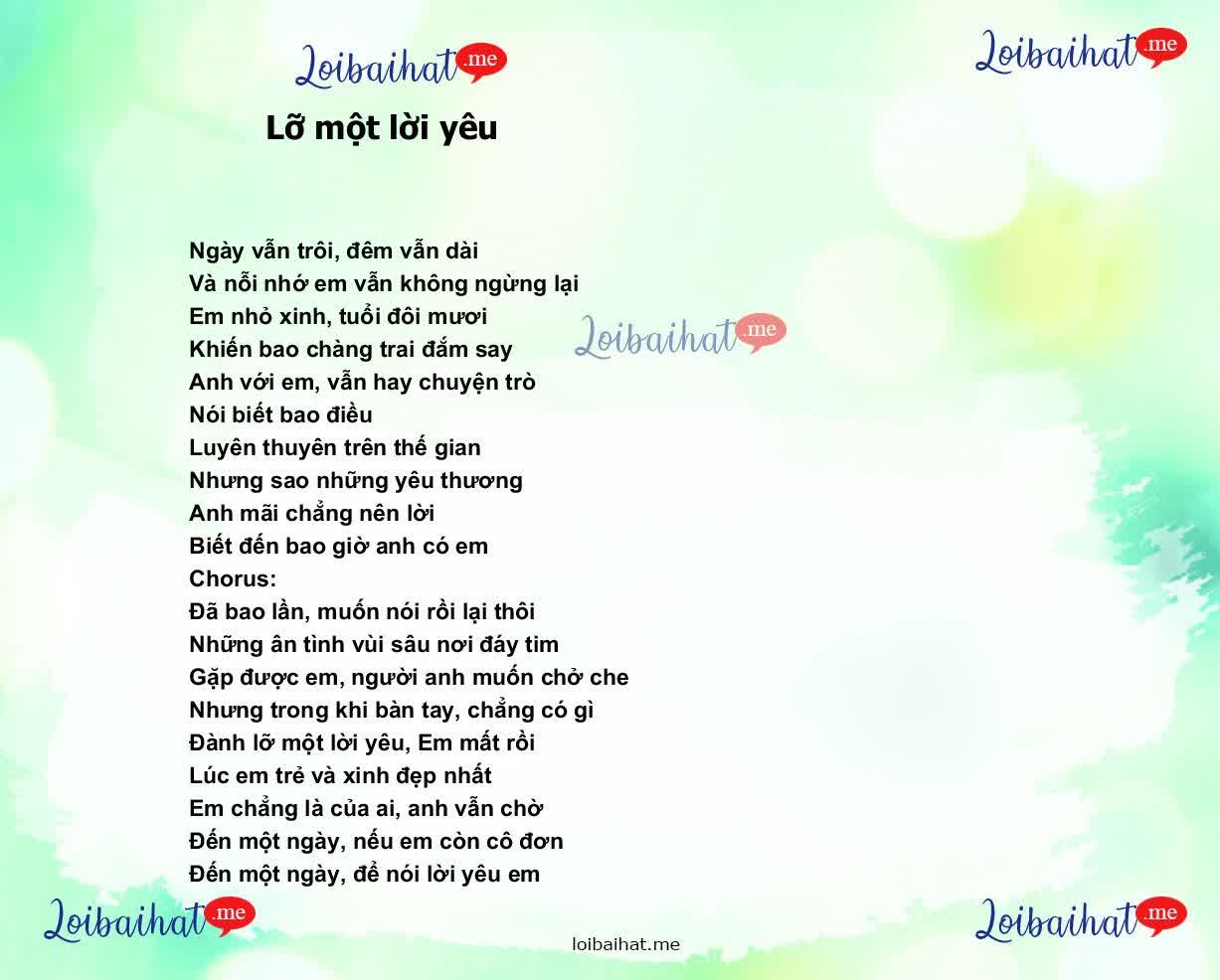Lỡ một lời yêu
