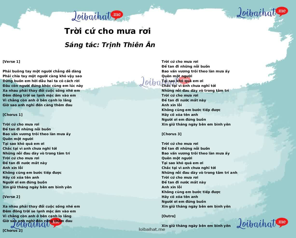 Trời cứ cho mưa rơi