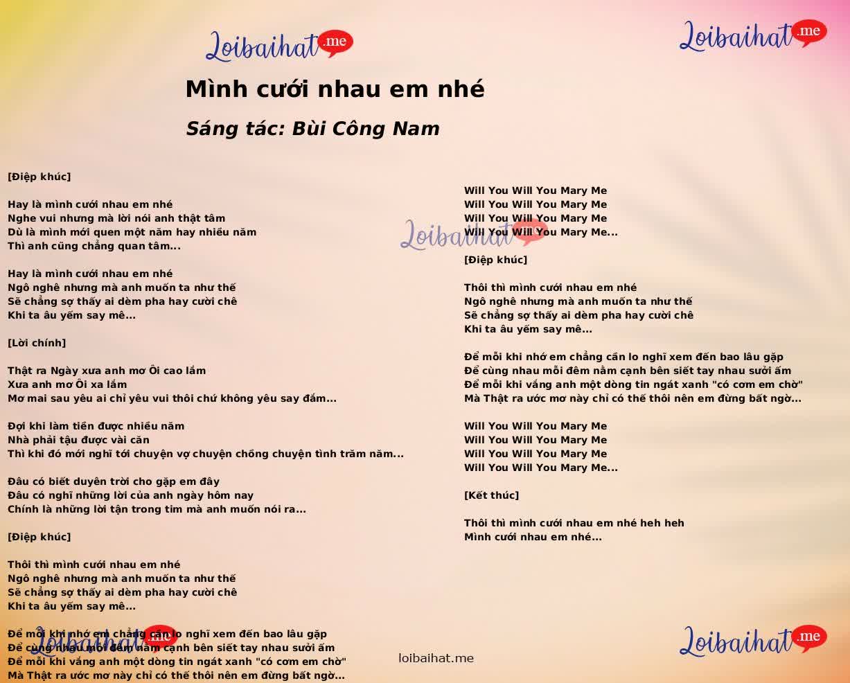 Mình cưới nhau em nhé