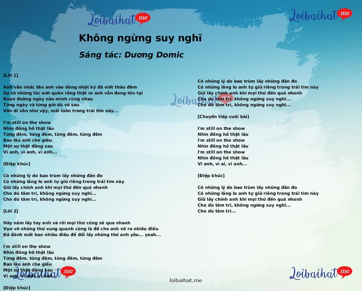 Không ngừng suy nghĩ