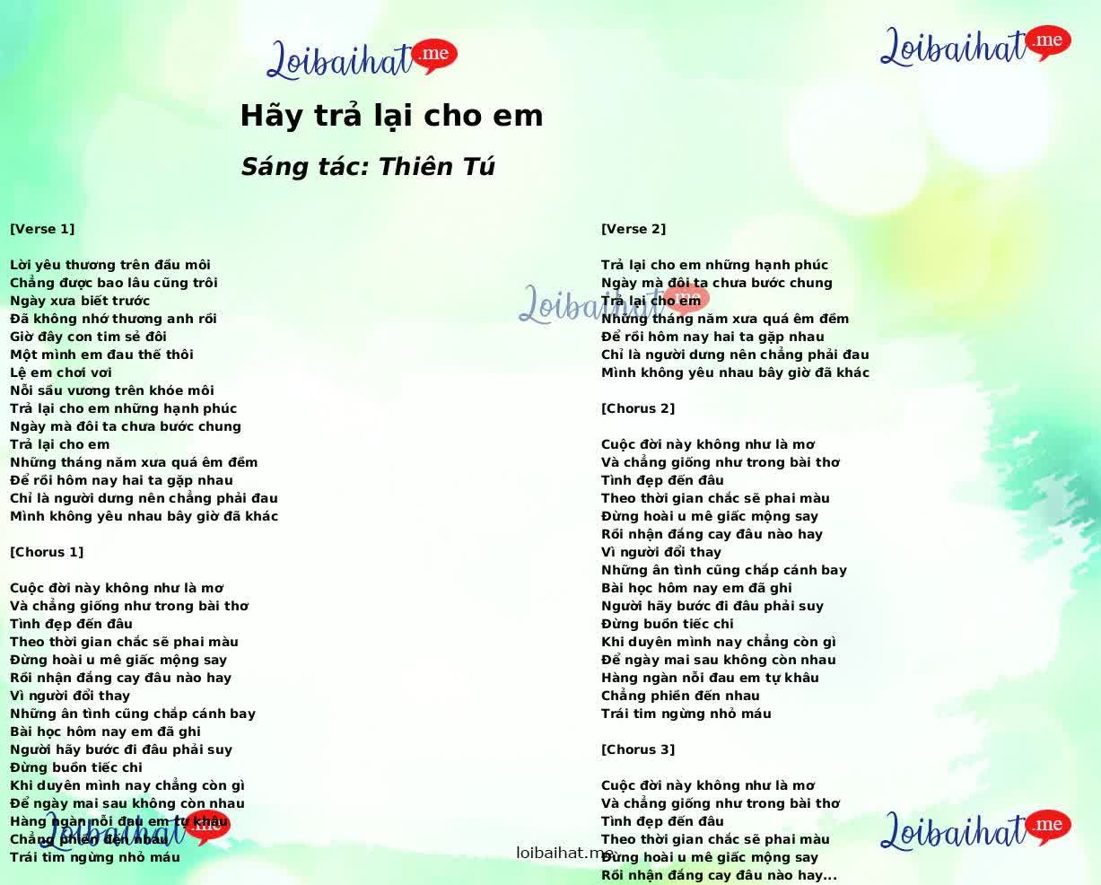 Hãy trả lại cho em