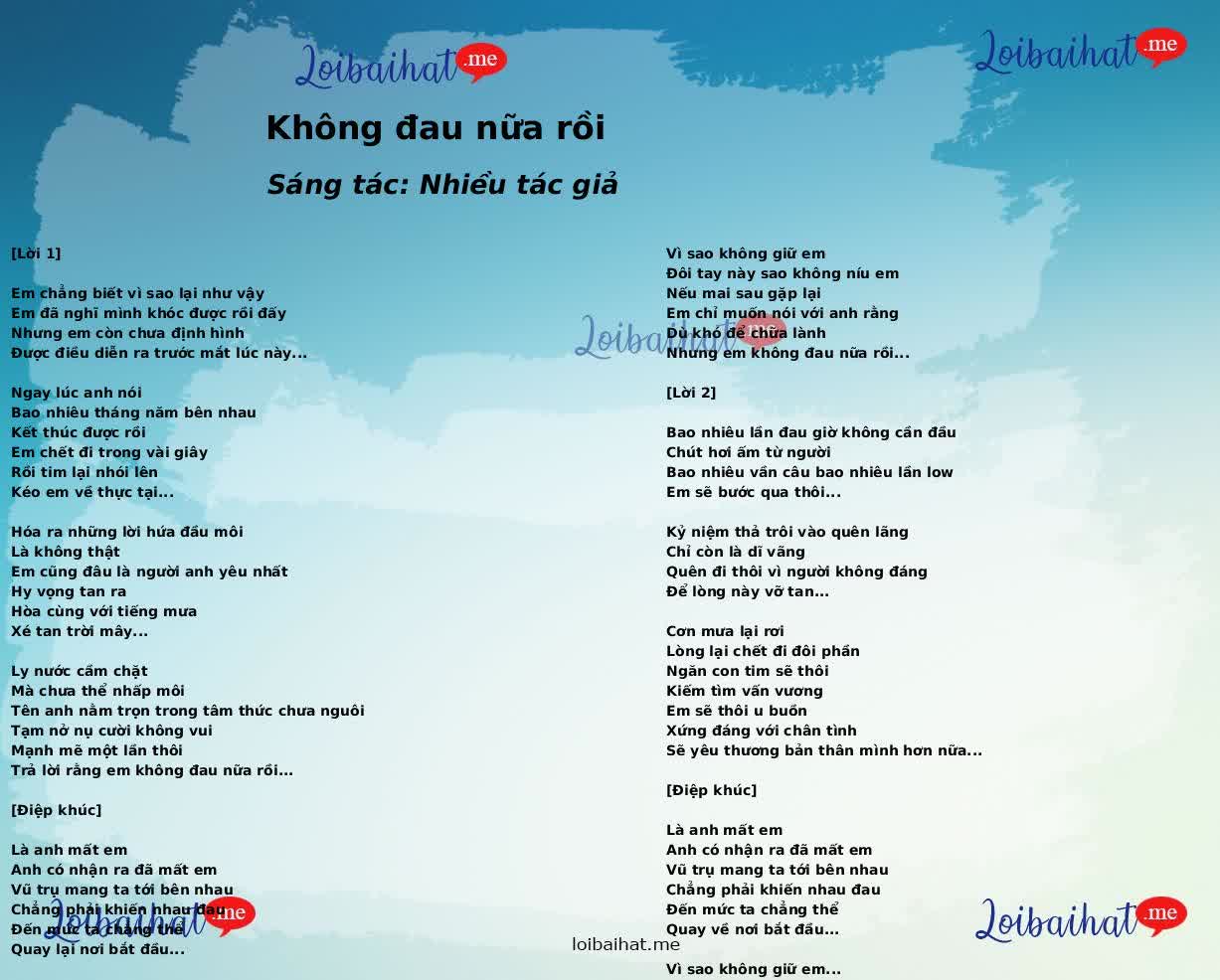 Không đau nữa rồi