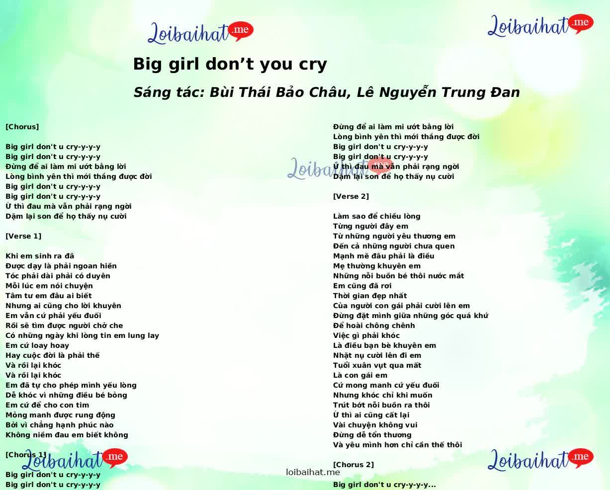 Big girl don’t you cry