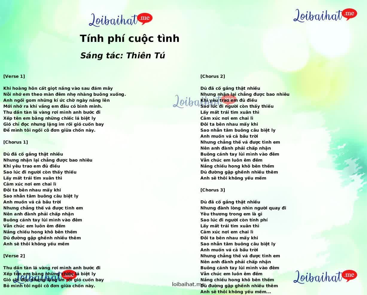 Tính phí cuộc tình
