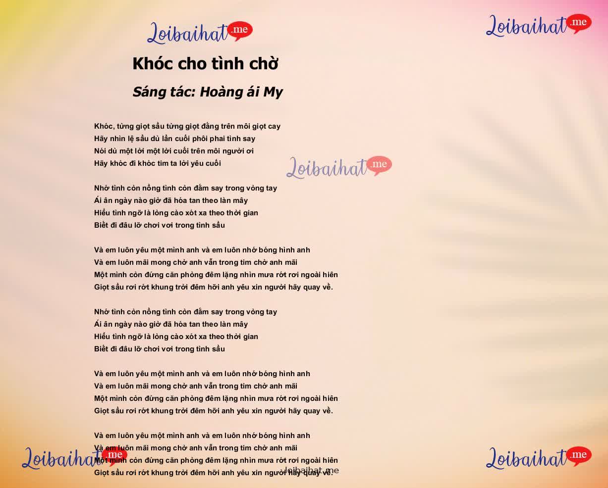 Khóc cho tình chờ