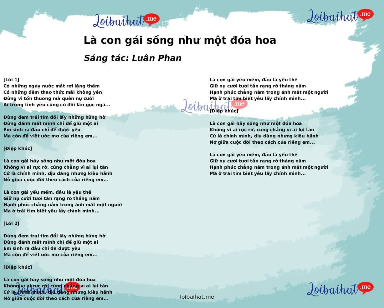 Là con gái sống như một đóa hoa