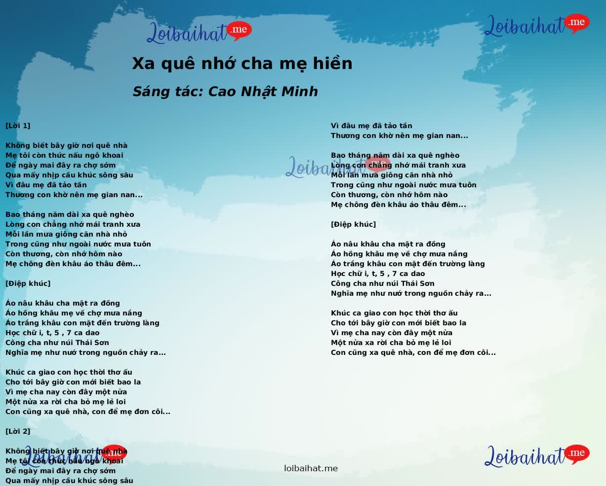 Xa quê nhớ cha mẹ hiền