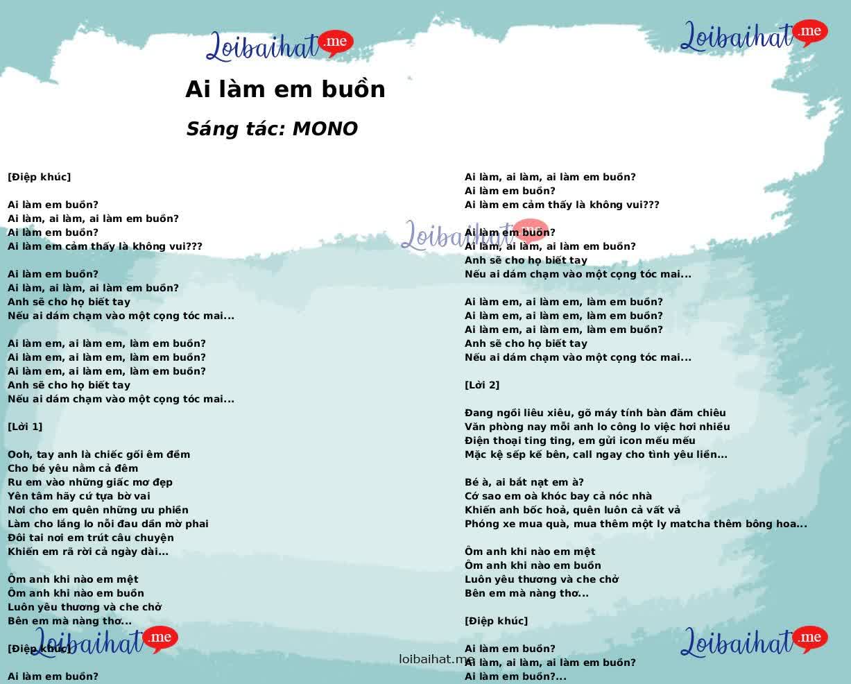 Ai làm em buồn