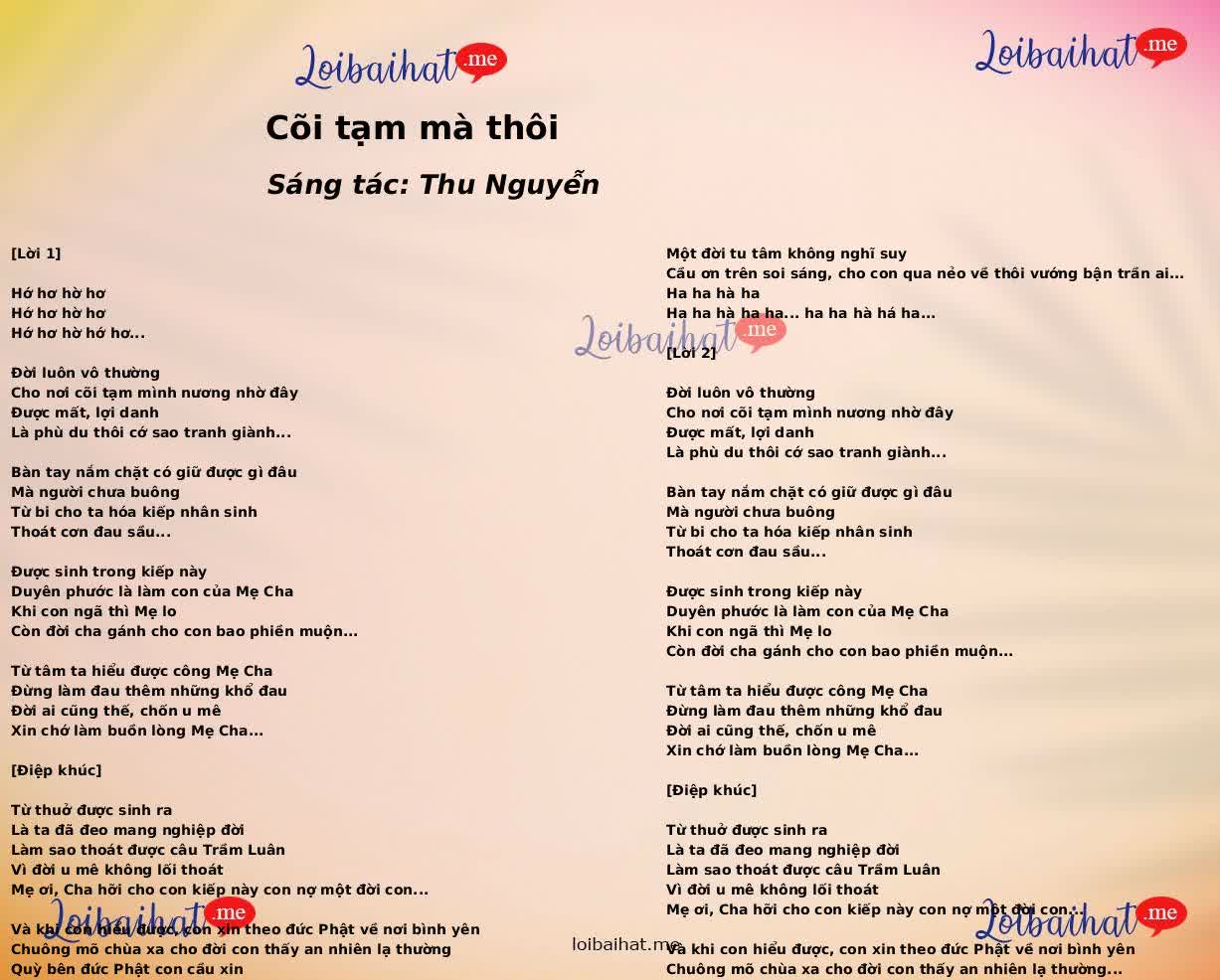 Cõi tạm mà thôi