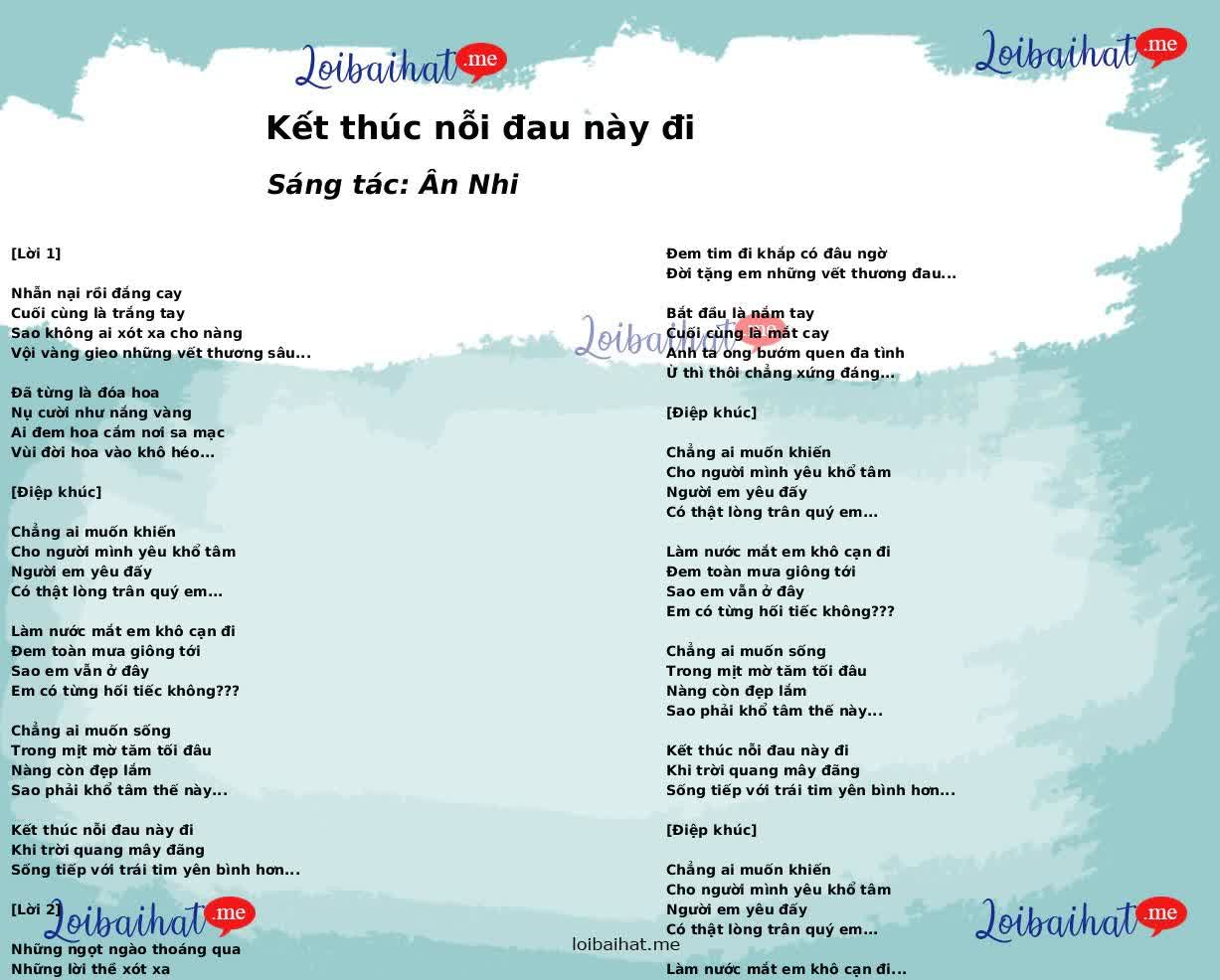 Kết thúc nỗi đau này đi