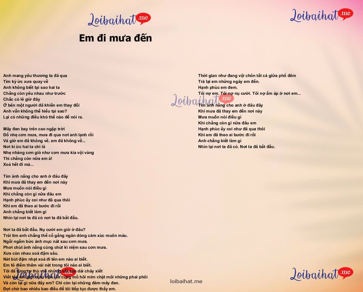 Em đi mưa đến