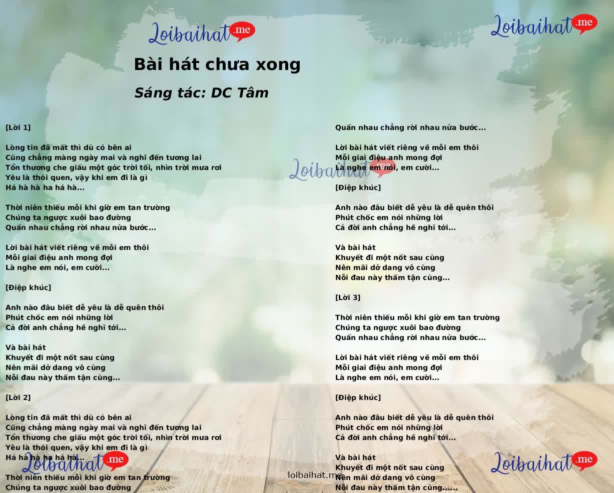 Bài hát chưa xong