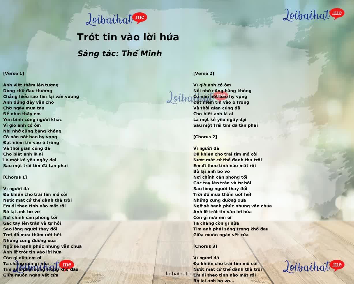 Trót tin vào lời hứa