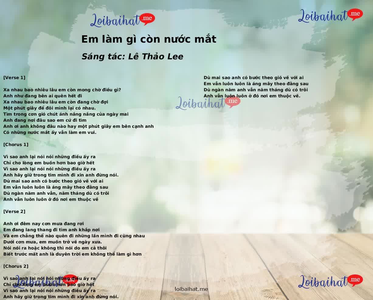 Em làm gì còn nước mắt