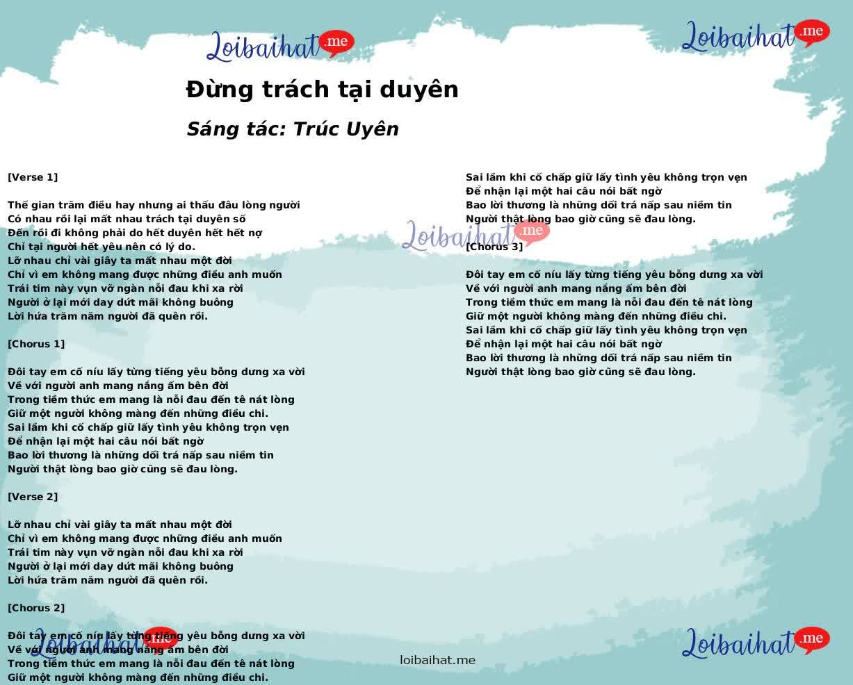 Đừng trách tại duyên