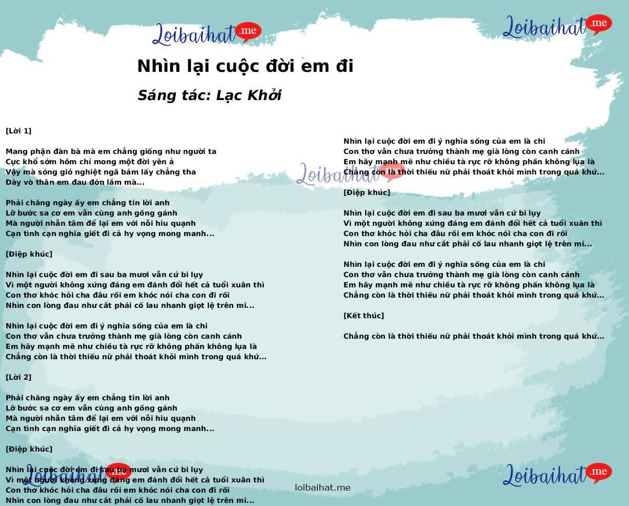 Nhìn lại cuộc đời em đi