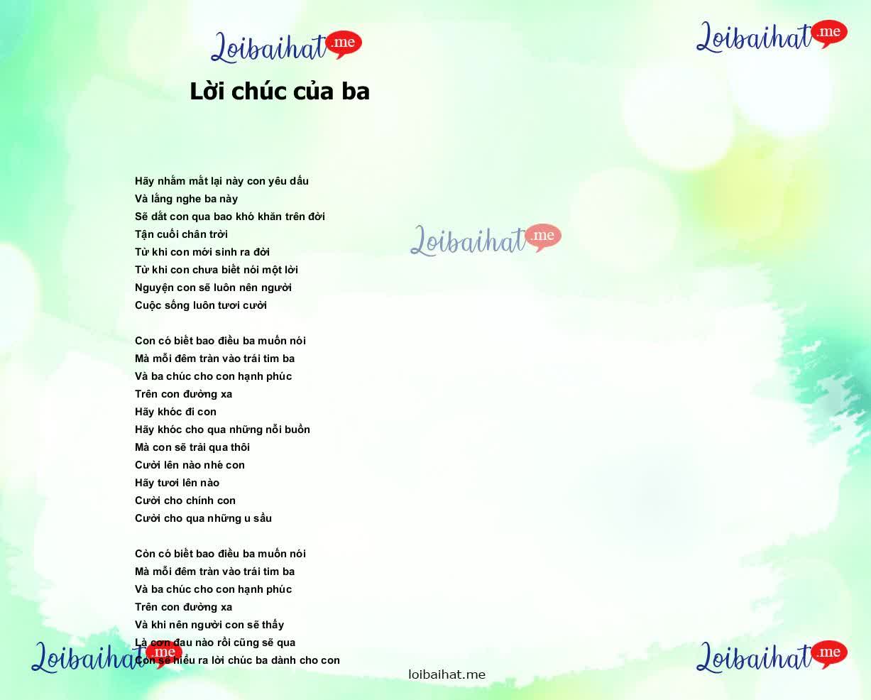 Lời chúc của ba