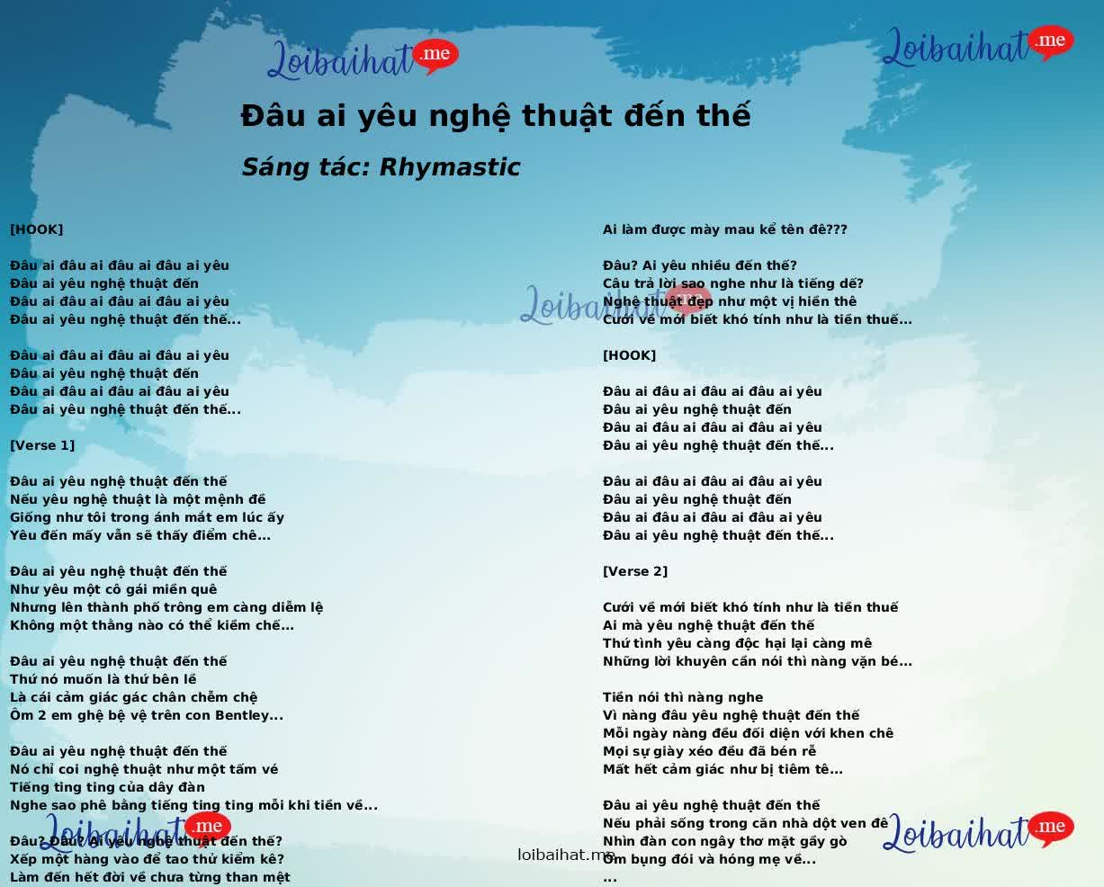 Đâu ai yêu nghệ thuật đến thế