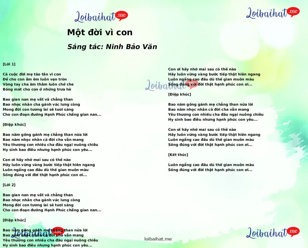 Một đời vì con