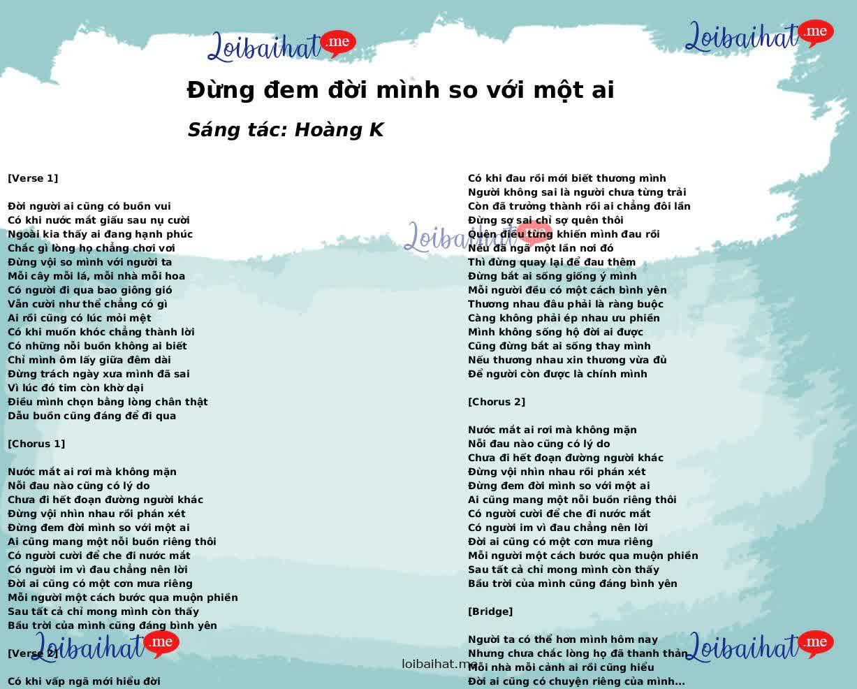 Đừng đem đời mình so với một ai