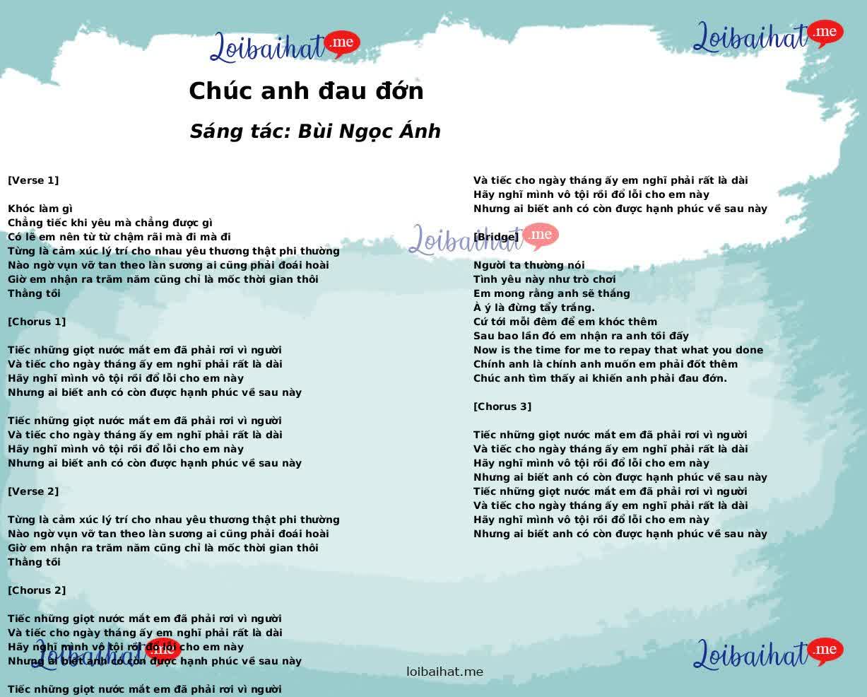 Chúc anh đau đớn