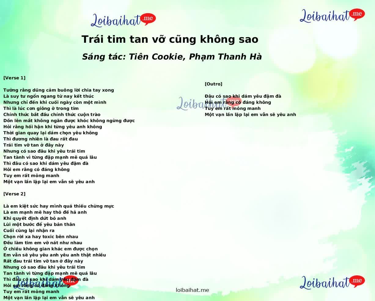 Trái tim tan vỡ cũng không sao