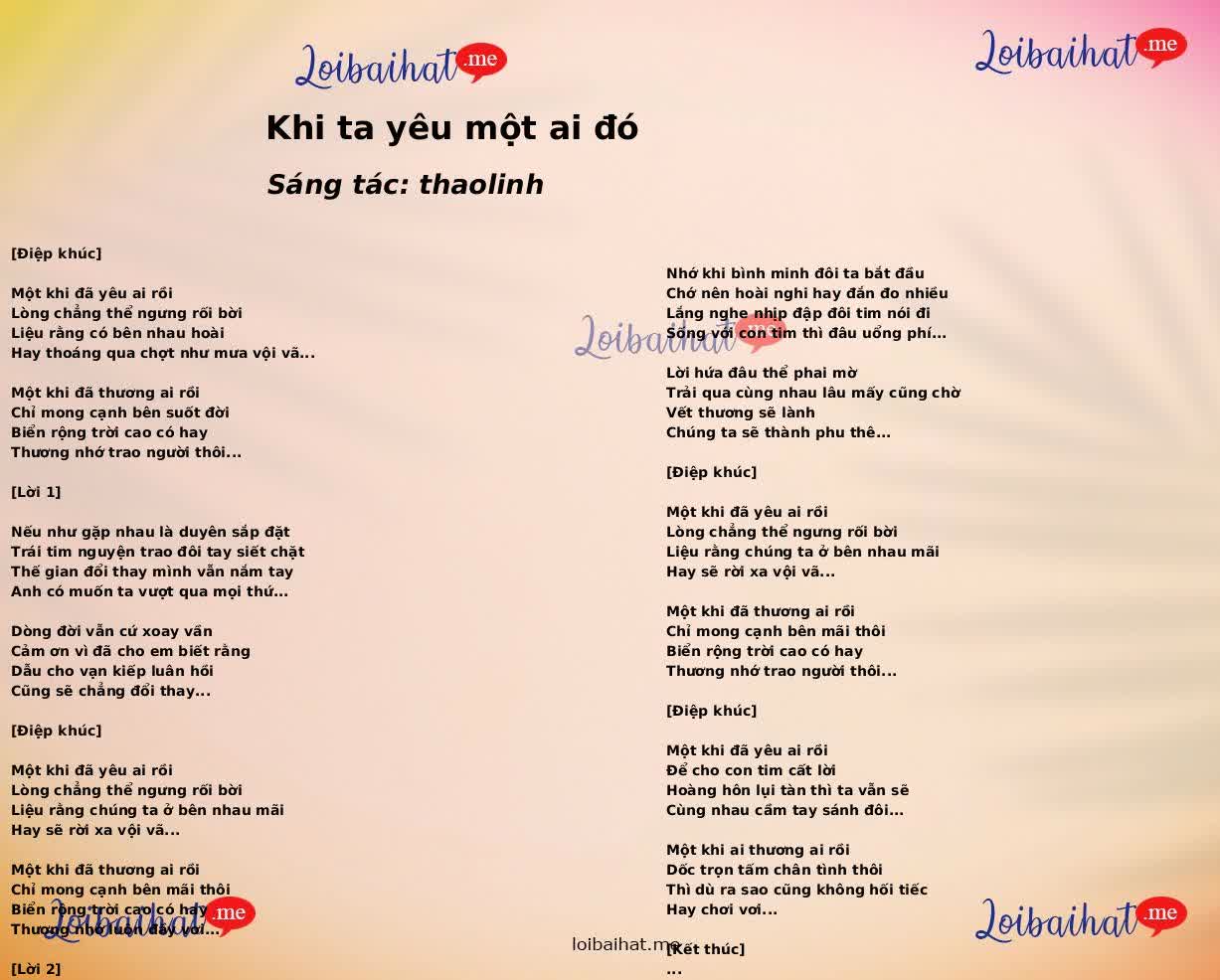 Khi ta yêu một ai đó