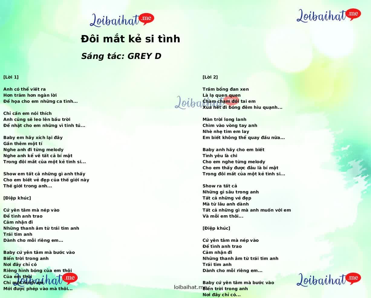 Đôi mắt kẻ si tình