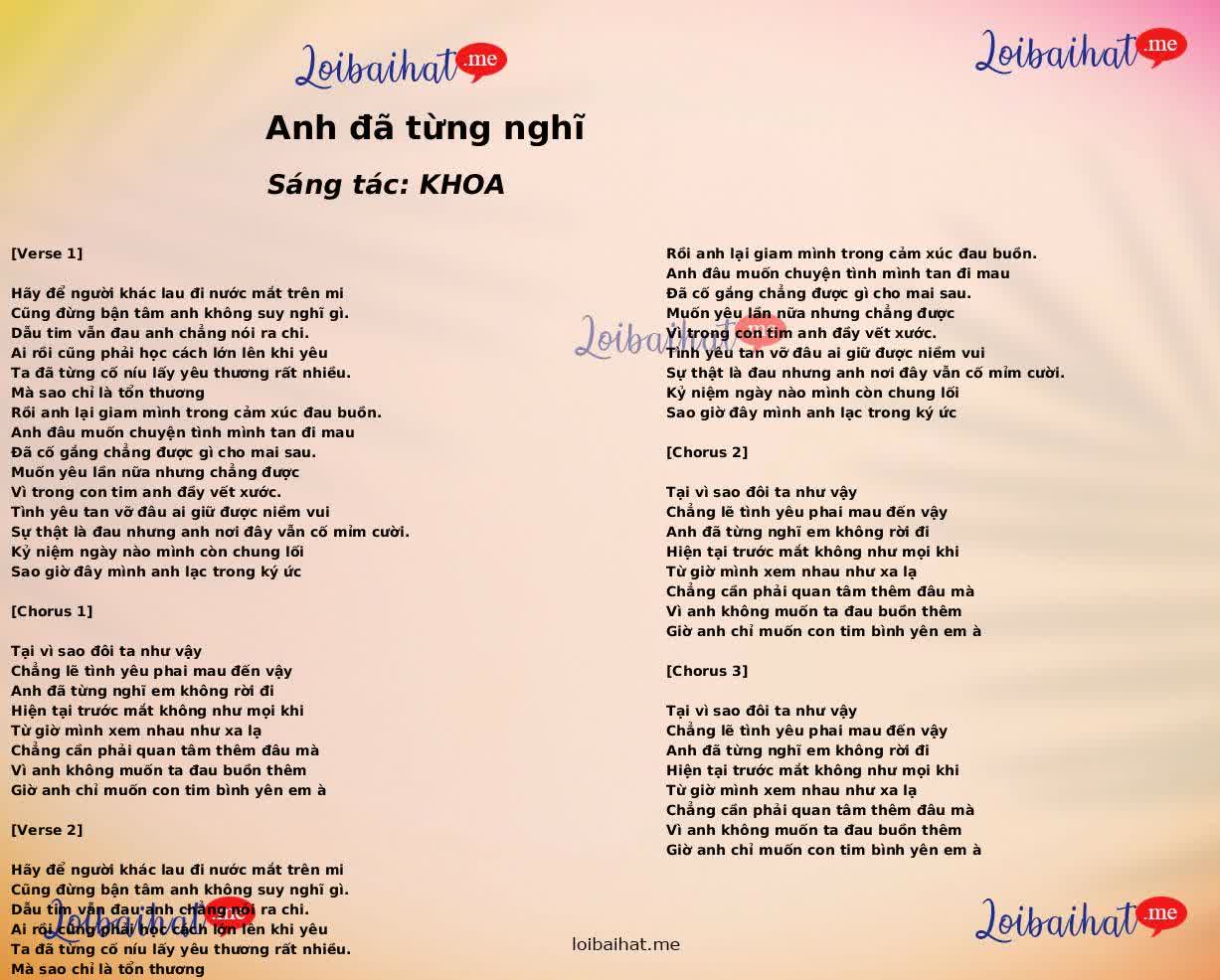 Anh đã từng nghĩ