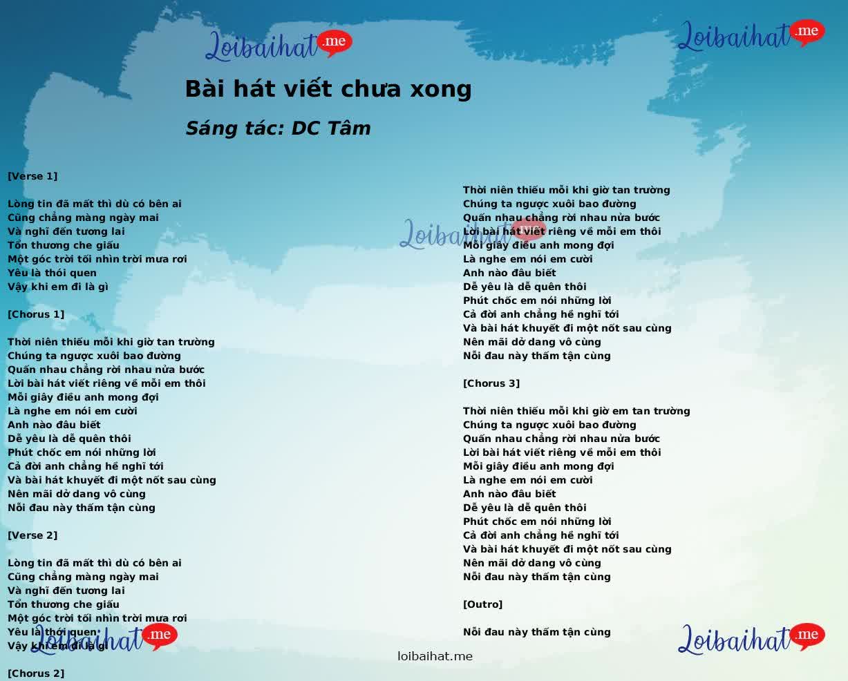 Bài hát viết chưa xong